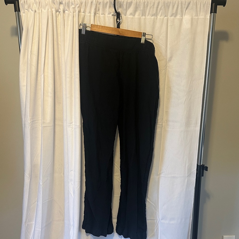 Black Elastic Waist Casual Pants